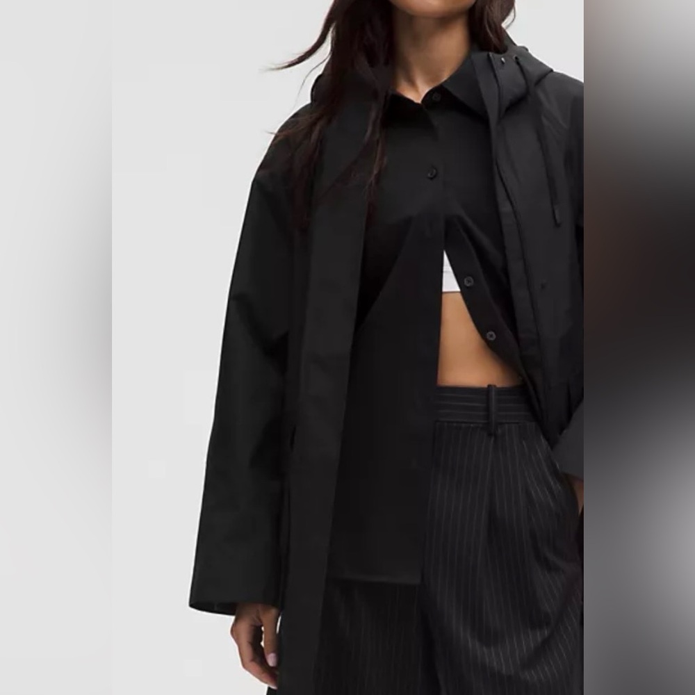 RAINFOREST Black Rain Cape-Removable Hood-Belted Waist  Sz M fits S-L NWT
